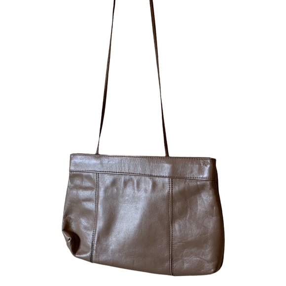 VIntage 80s Tan Genuine Leather Clutch Shoulder Bag - Picture 4 of 10